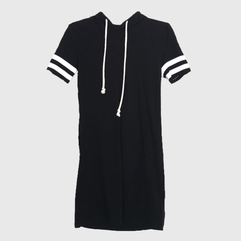 Black Hooded Tshirt Dress